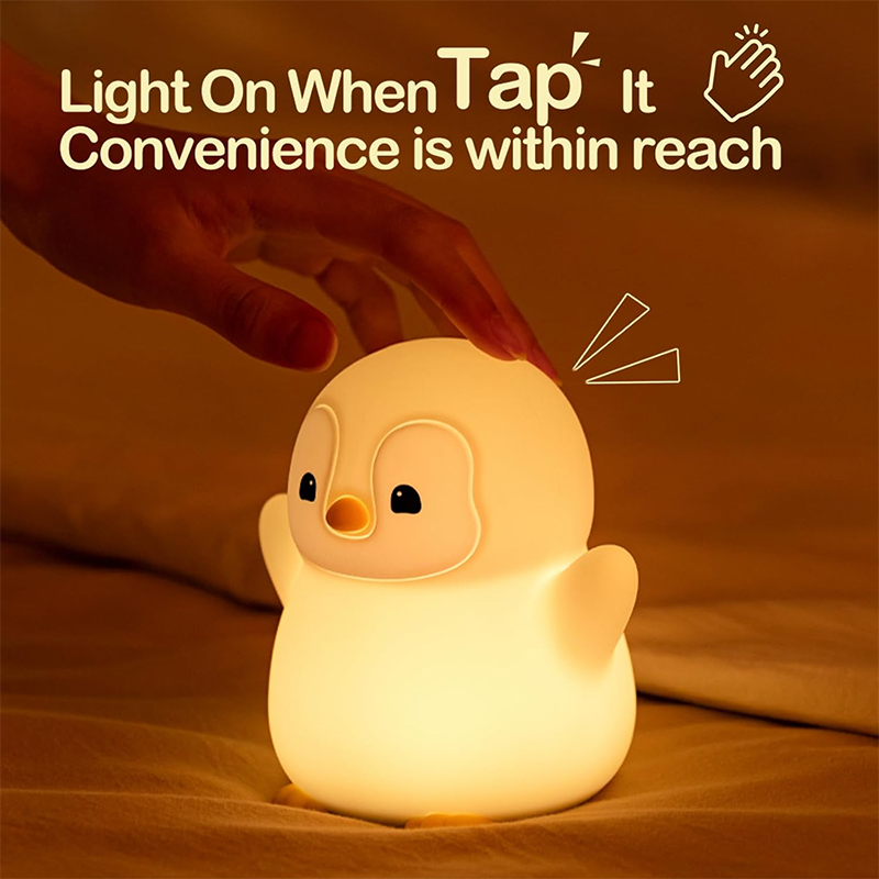Baby Nursery Night Light - โคมไฟกลางคืนรูปเพนกวินใหม่ โคมไฟซิลิโคนสำหรับห้องเด็ก โคมไฟนอนหลับแบบสัมผัส ชาร์จ USB ได้