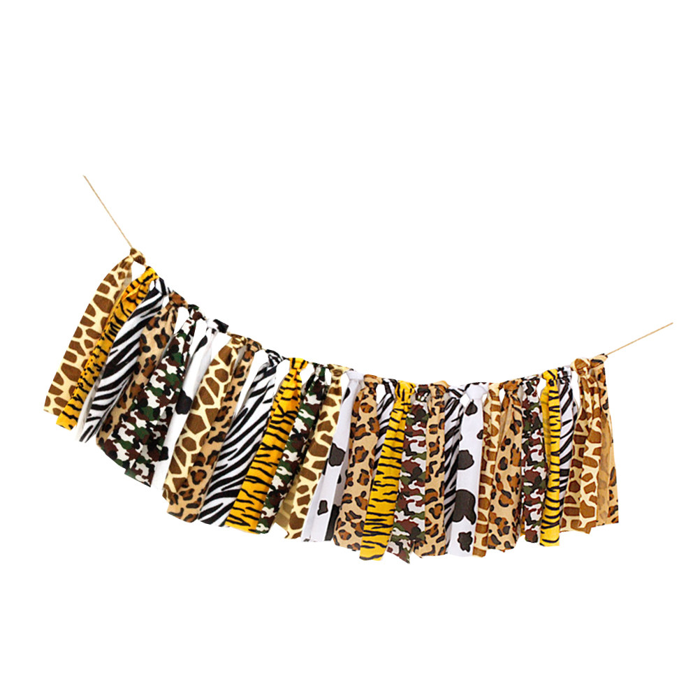 Baby Nursery Bunting - แบนเนอร์วันเกิดเด็ก 1 ชิ้น ลายเสือดาวหลากสี แบนเนอร์แขวนตกแต่งวันเกิดลายเสือดาวสุดน่ารัก ตกแต่งเก้าอี้ทานอาหาร