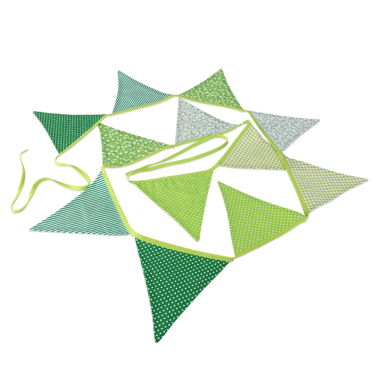 Baby Nursery Bunting - ธงสามเหลี่ยมสีเขียว 12 ชิ้น ทำจากผ้าฝ้ายสไตล์วินเทจ สำหรับตกแต่งงานแต่งงาน งานเลี้ยงฉลองทารก