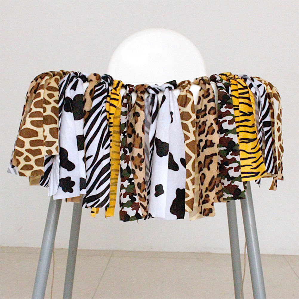 Baby Nursery Garland - ป้ายแบนเนอร์วันเกิดครบรอบ 1 ปีสำหรับเด็ก 1 ชิ้น ลายเสือดาวหลากสี