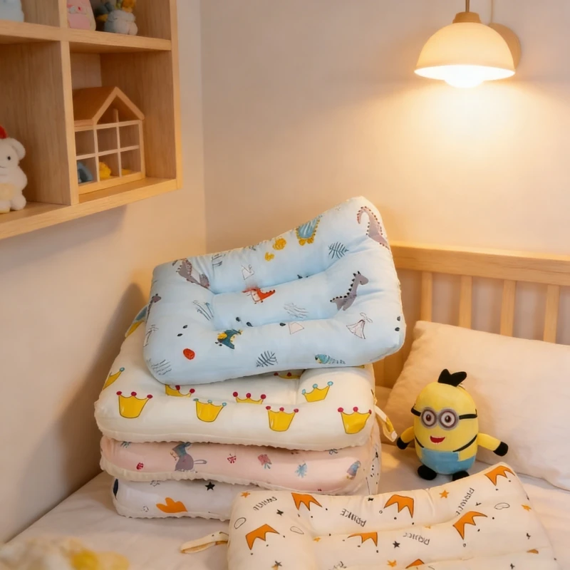 Baby Nursery Pillow - หมอนเด็กการ์ตูนรูปสัตว์ ผ้าฝ้ายแท้ นุ่ม ระบายอากาศได้ดี หมอนสองด้าน ปลอบประโลมเด็กทารก