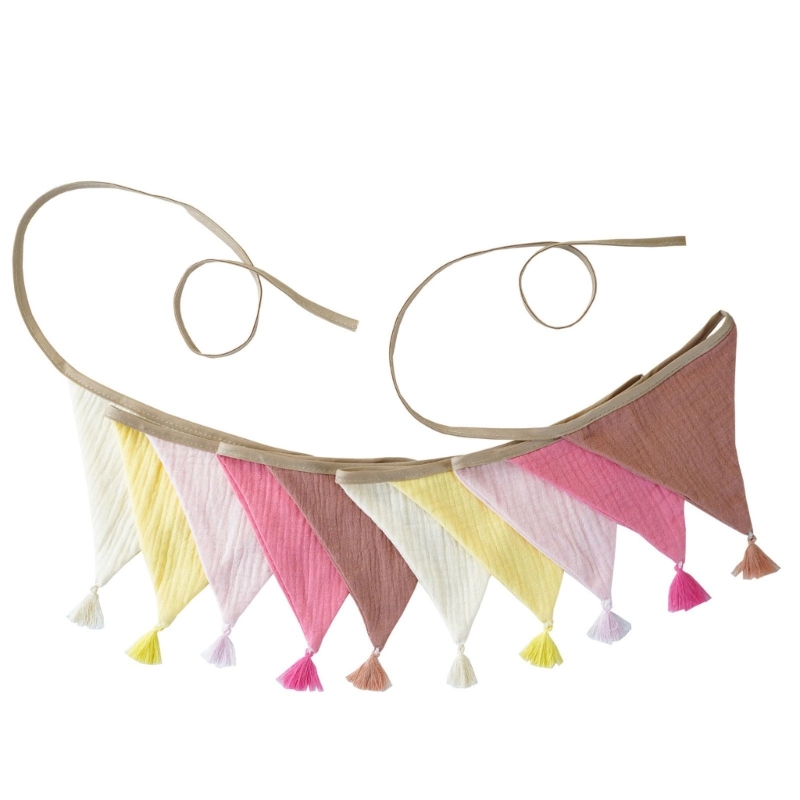 Baby Nursery Bunting - J2HD เทศกาลผ้าฝ้าย Crepe Finged Bunting Flag