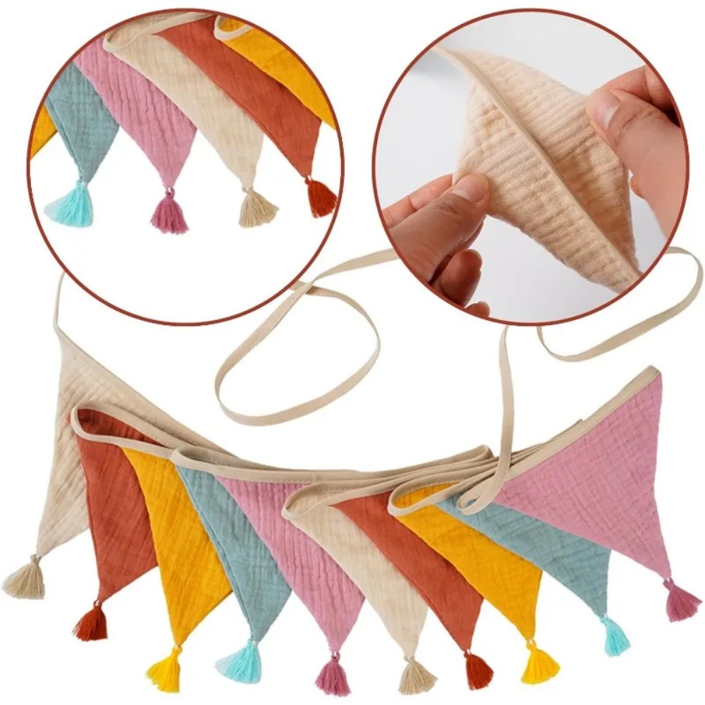 Baby Nursery Bunting - 10 ชิ้น ธงผ้าหลากสี สำหรับตกแต่งสวน ตกแต่งสถานที่จัดงานแต่งงาน วันเกิด