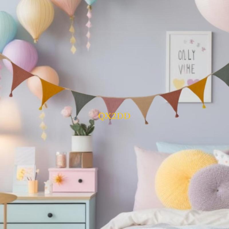 Baby Nursery Bunting - QX2Dผ้านุ่มBuntingแบนเนอร์Candyสีเนอสเซอรี่ธงสำหรับการถ่ายภาพเด็กเพศ Neutral Partyตกแต่งMulticolor