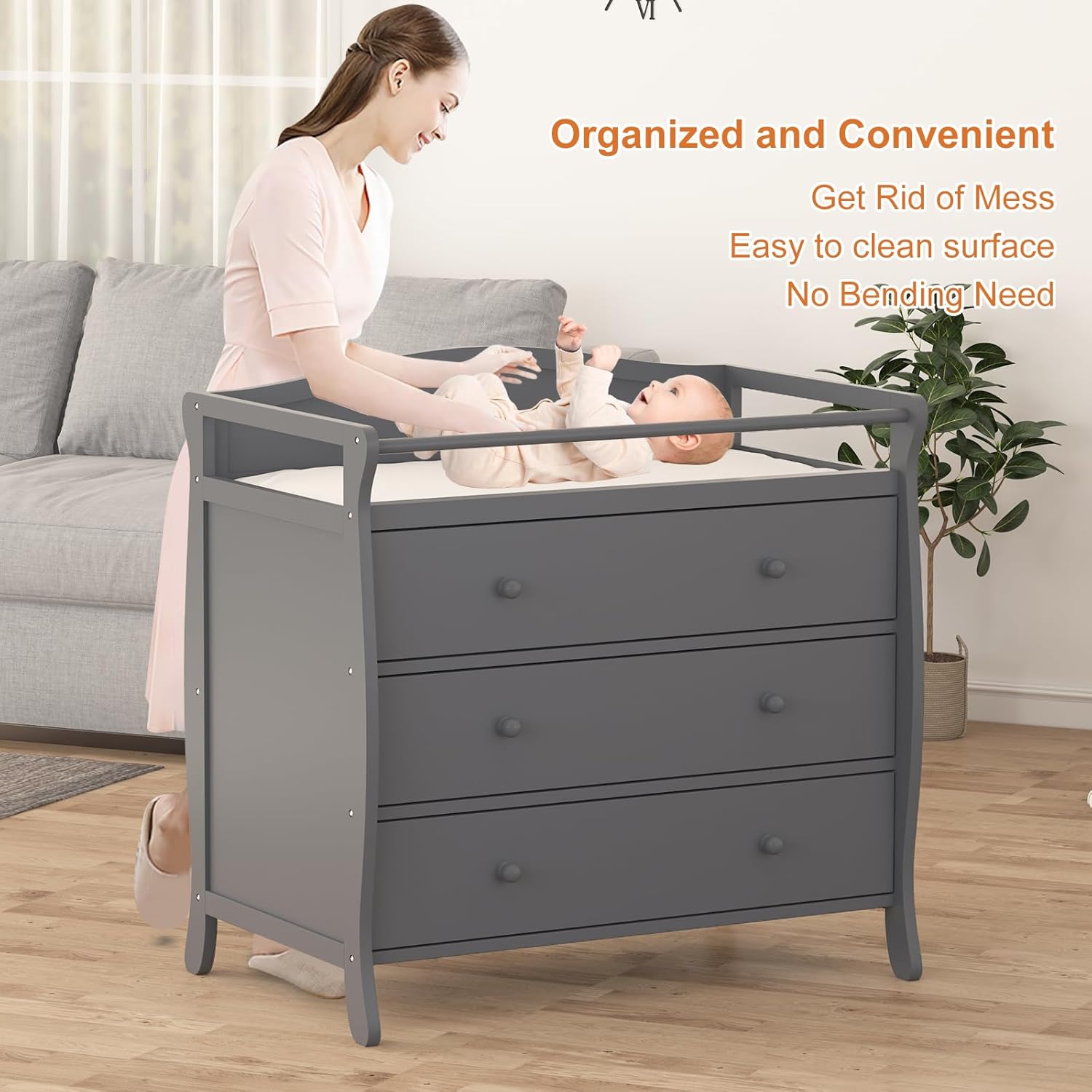 โต๊ะเปลี่ยนผ้าอ้อมเด็ก 3 ลิ้นช - Baby Nursery Table บทวิจารณ์และราคา