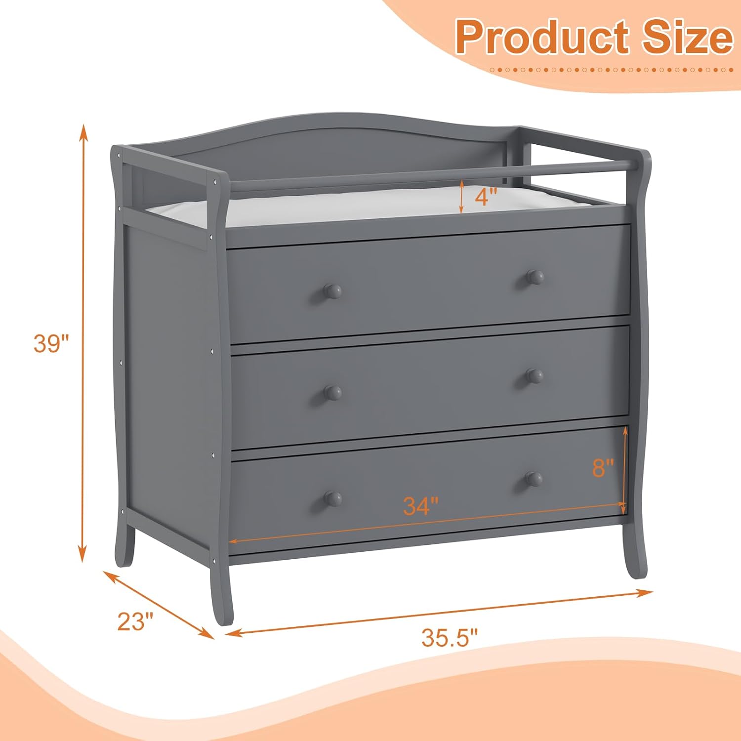 โต๊ะเปลี่ยนผ้าอ้อมเด็ก 3 ลิ้นช - Baby Nursery Table บทวิจารณ์และราคา
