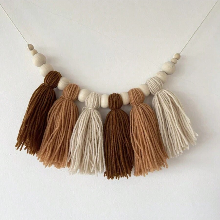 Boho ผ้าฝ้ายพู่ Garland ผนังตก - Baby Nursery Garland บทวิจารณ์และราคา