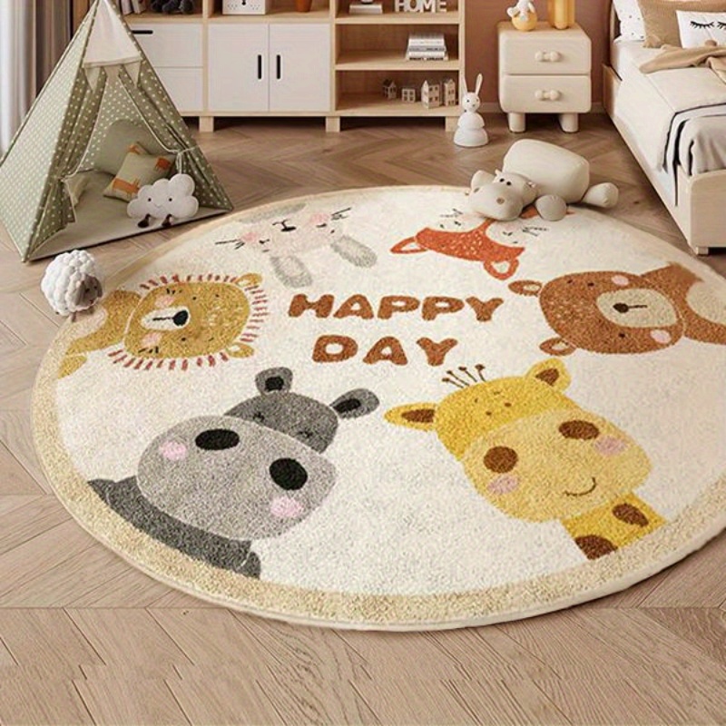 พรมปูพื้นทรงกลมลายการ์ตูนสัตว์ - Baby Nursery Carpet บทวิจารณ์และราคา
