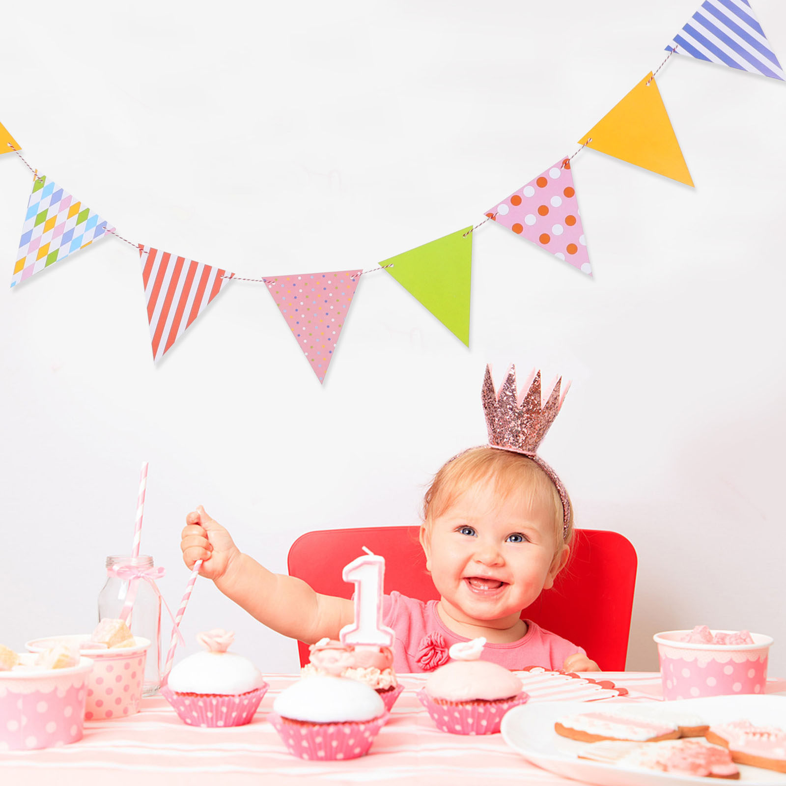 ธงสามเหลี่ยมแบบง่ายต่อการติดตั - Baby Nursery Garland บทวิจารณ์และราคา