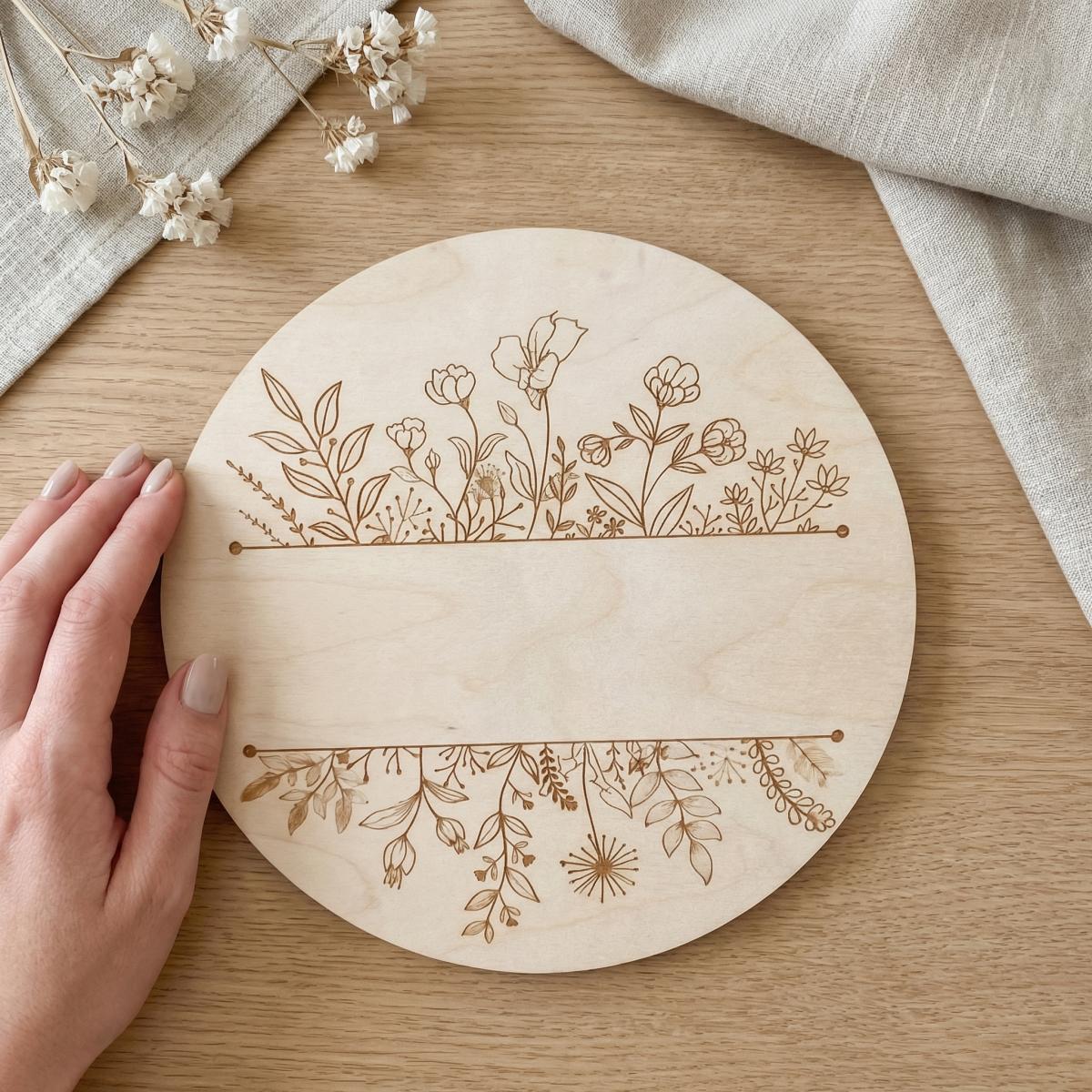 ป้ายไม้ทรงกลมลายดอกไม้พร้อมชื่ - Baby Nursery Gifts บทวิจารณ์และราคา