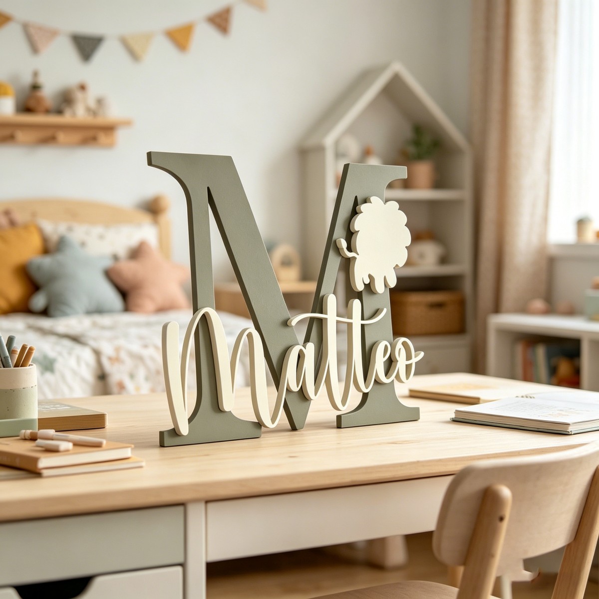 ป้ายชื่อไม้สลักชื่อและอักษรย่อ - Baby Nursery Gifts บทวิจารณ์และราคา
