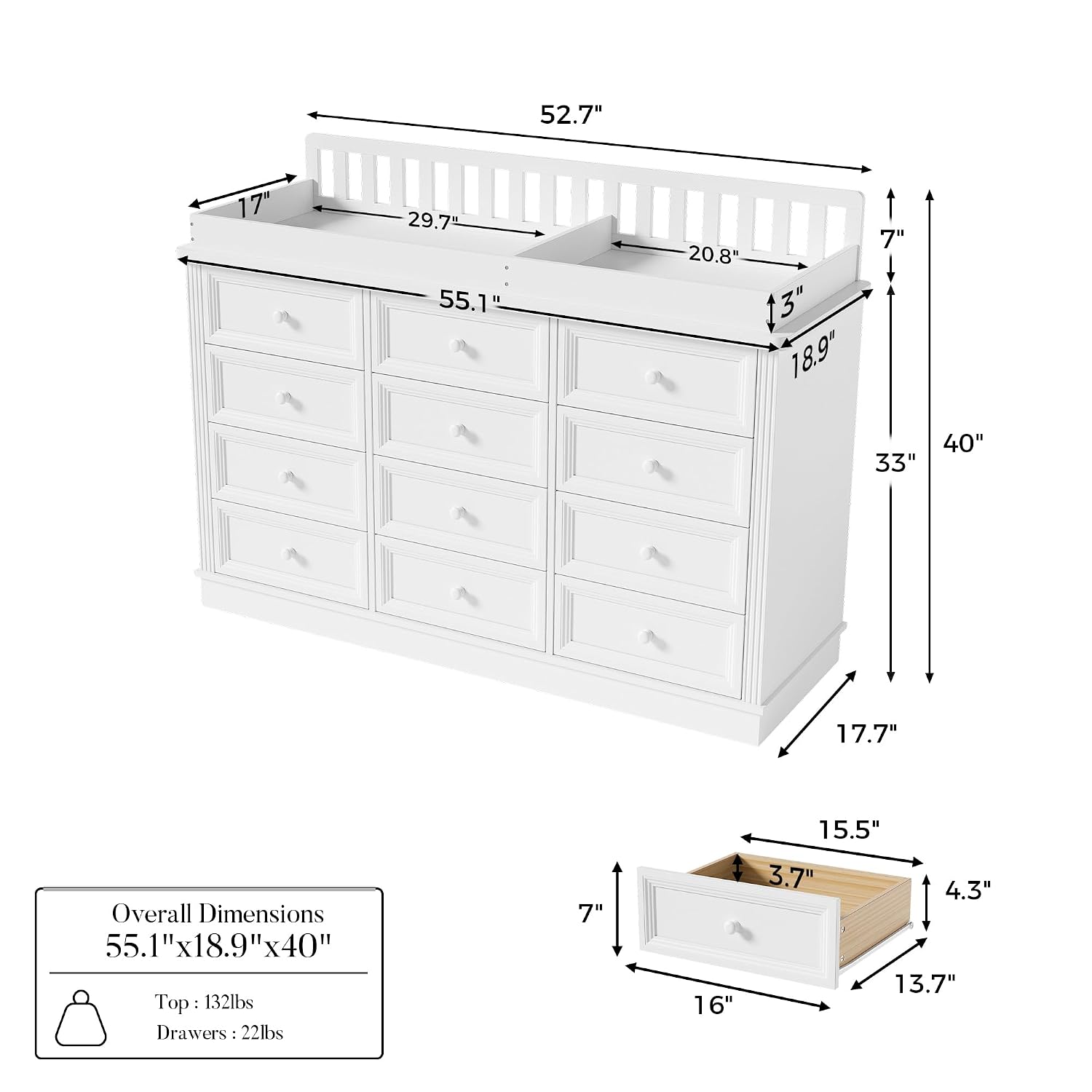 โต๊ะเปลี่ยนผ้าอ้อมเด็กพร้อมตู้ - Baby Nursery Table บทวิจารณ์และราคา