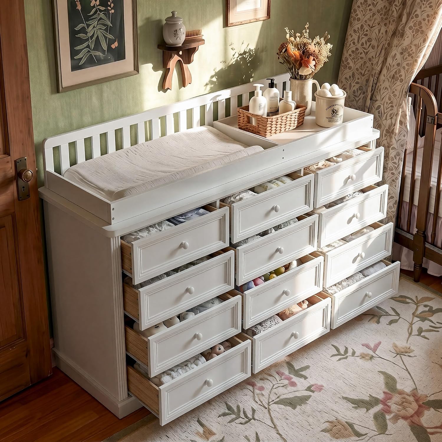 โต๊ะเปลี่ยนผ้าอ้อมเด็กพร้อมตู้ - Baby Nursery Table บทวิจารณ์และราคา