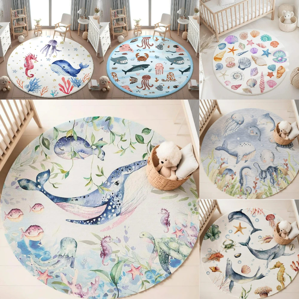 พรมลายสัตว์ทะเลสีฟ้า สำหรับห้อ - Baby Nursery Carpet บทวิจารณ์และราคา